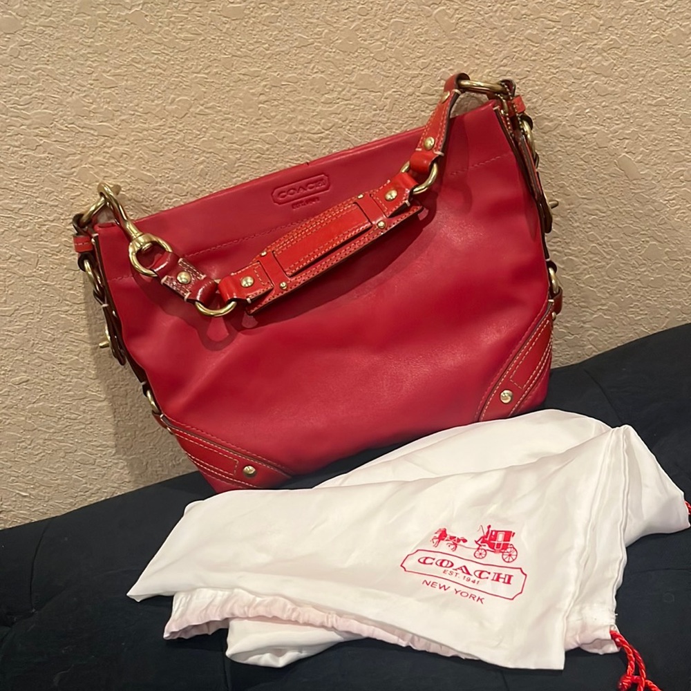 Vintage Coach Smooth Leather Handbag (Red)